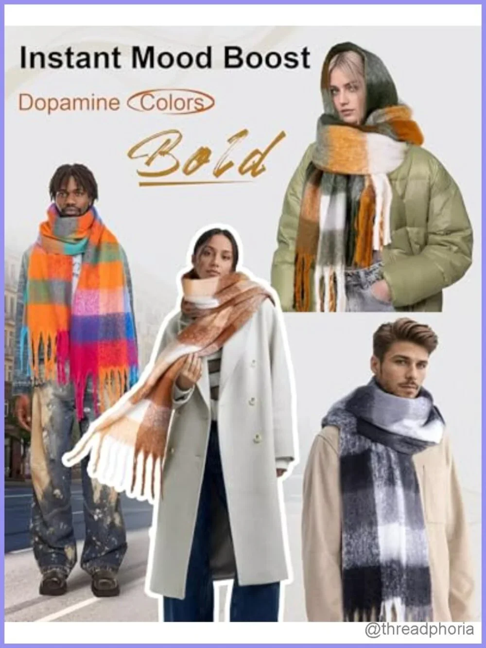 Oversized Chunky Plaid Blanket Scarf for Women - Long Warm Winter Wrap